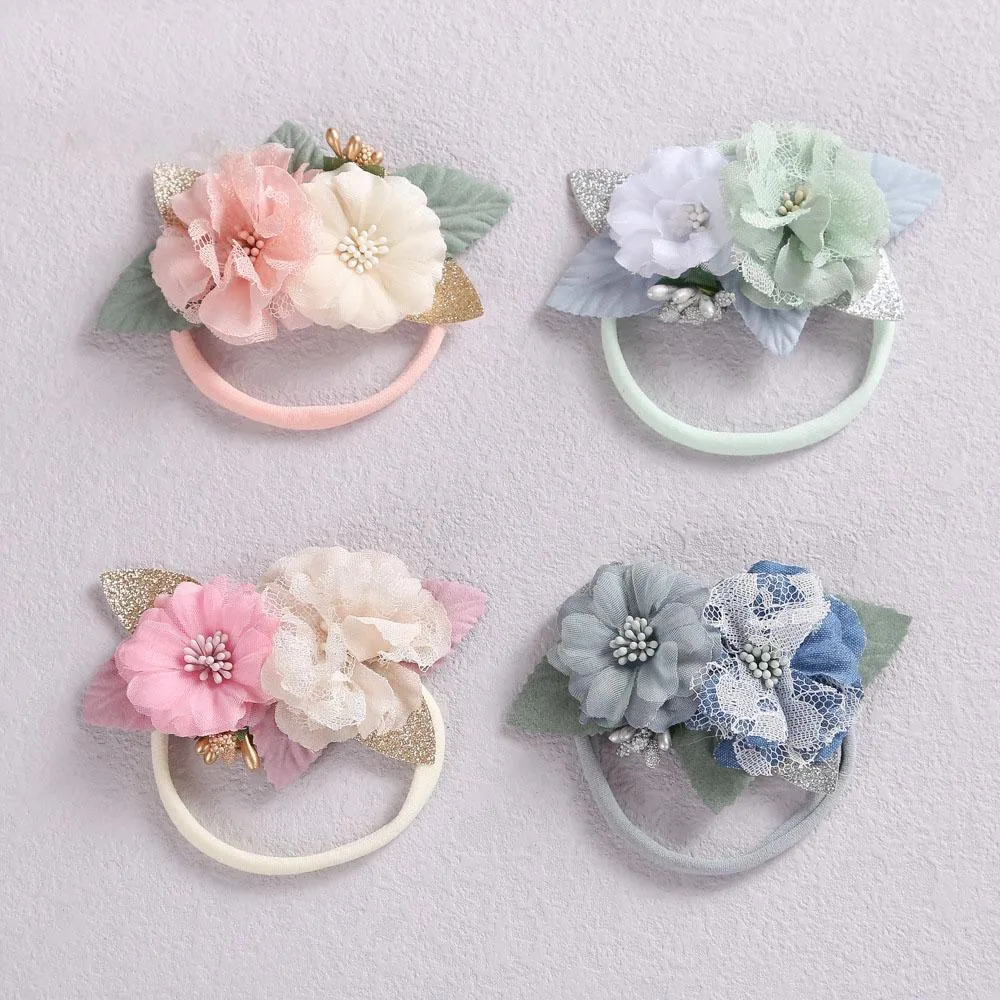 A961 Europe Baby Girls Floals Headband Kids Flowers Crown Photography Props Hair Band Artificial Flower Nylon Hairband Accessory