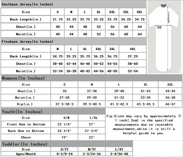 Cool base jersey size chart on sale