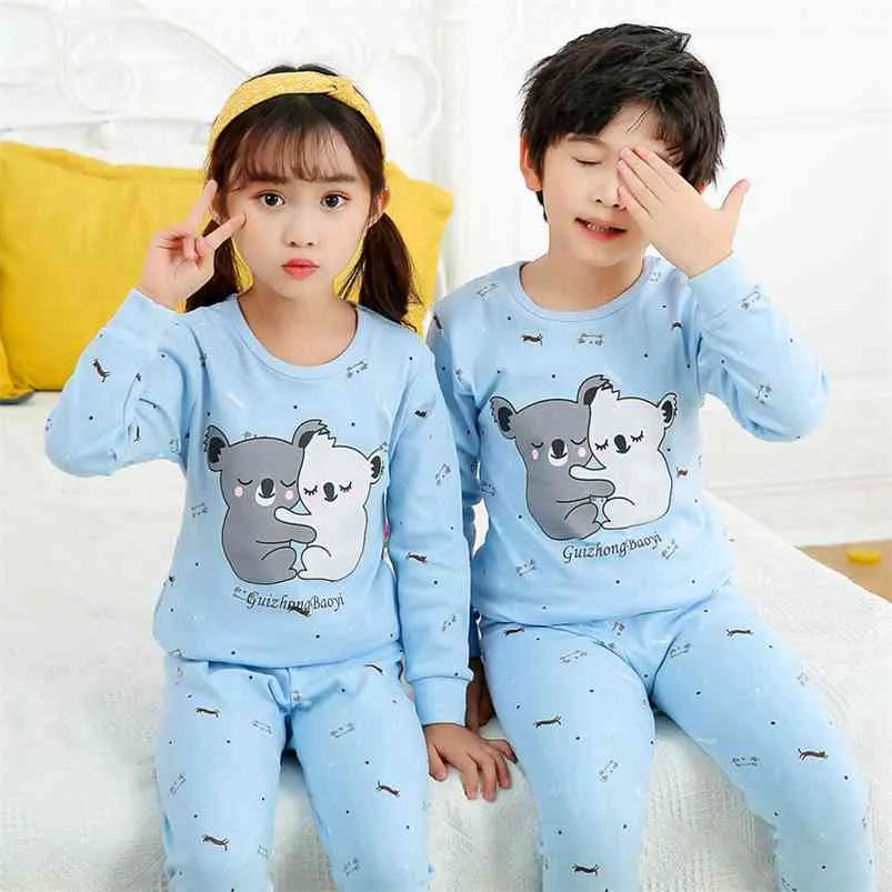 Niños Niñas Pijamas Otoño Invierno Manga Larga Conjunto De Ropa Para Niños  Ropa De Dormir Conjuntos De Pijamas De Algodón Para Niños 2 4 6 8 10 12 Años  210915 De 4,83 €