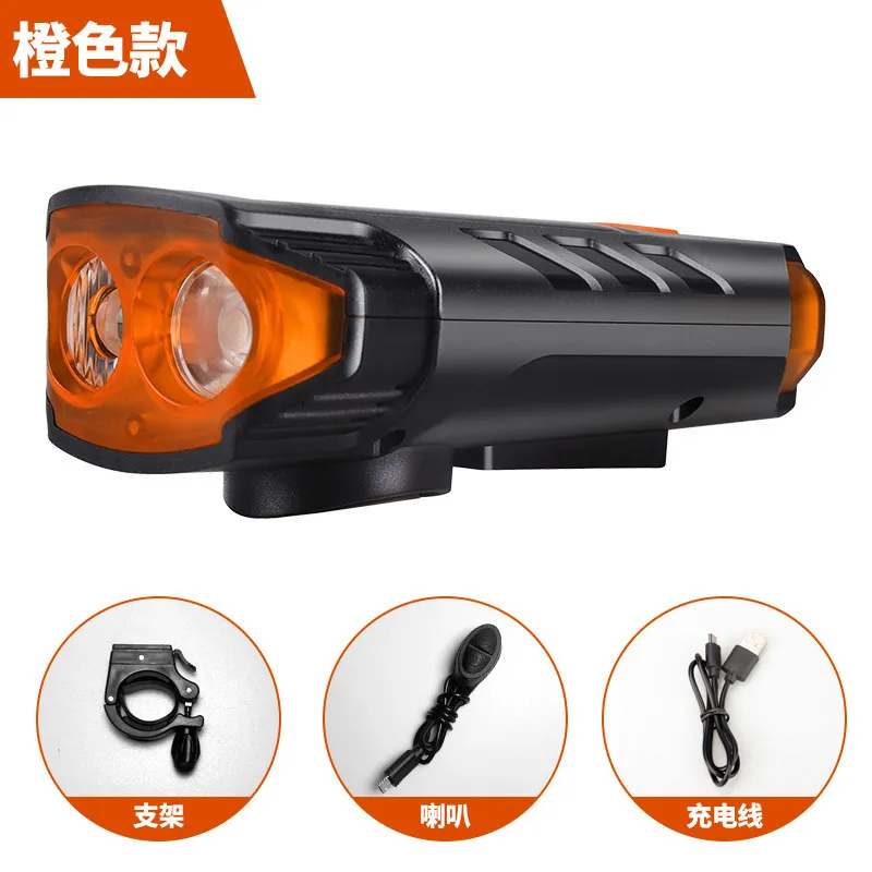 XANES 5-Modes 2*T6 LED Solar Bicycle Headlights 6-Horns Sounds Waterproof Bike Light For Mountain Bike Night Ridingf Cycling 1 Z2
