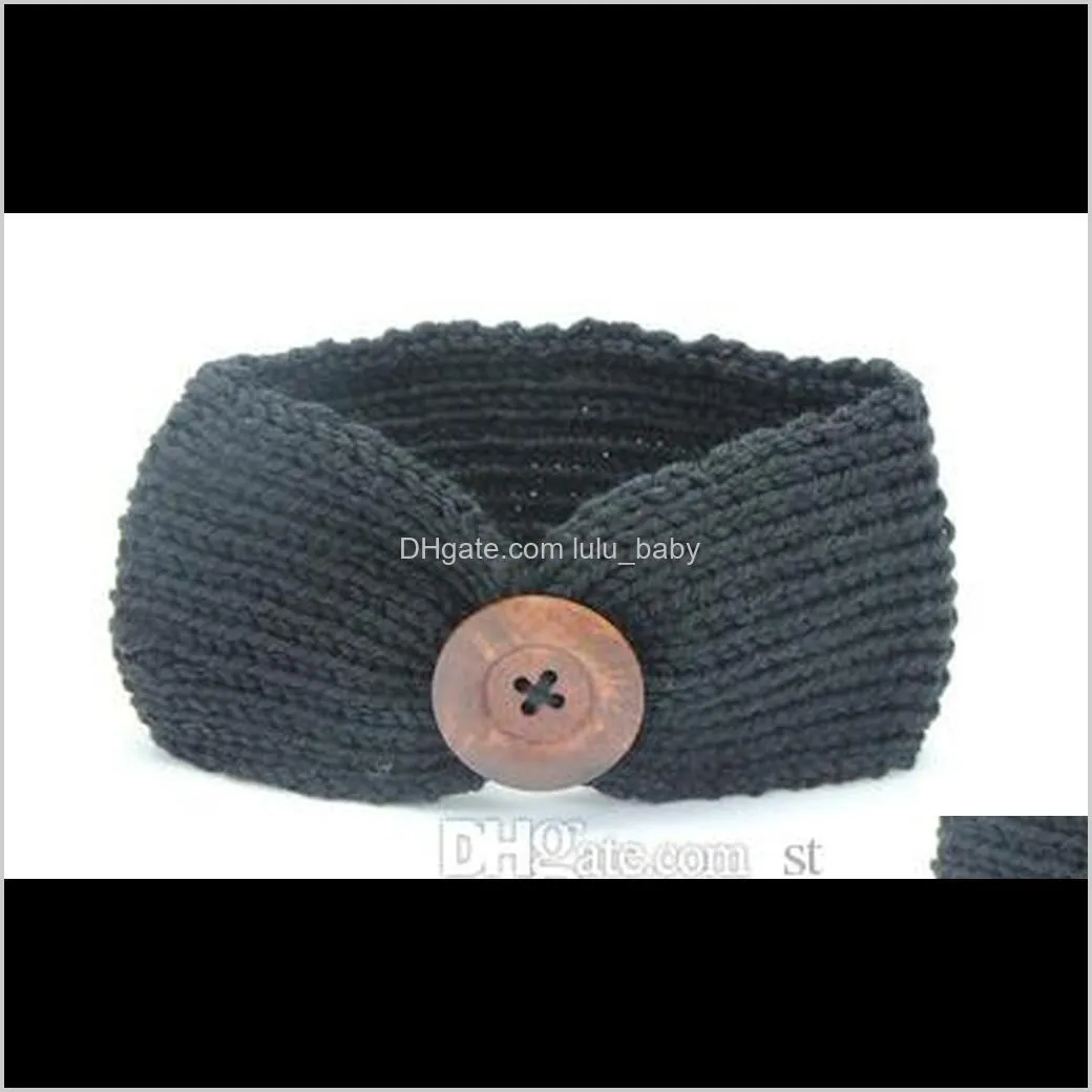 new handmade baby knitting crochet headband fashion boys girls headbands ear warmer with button children hair accessories