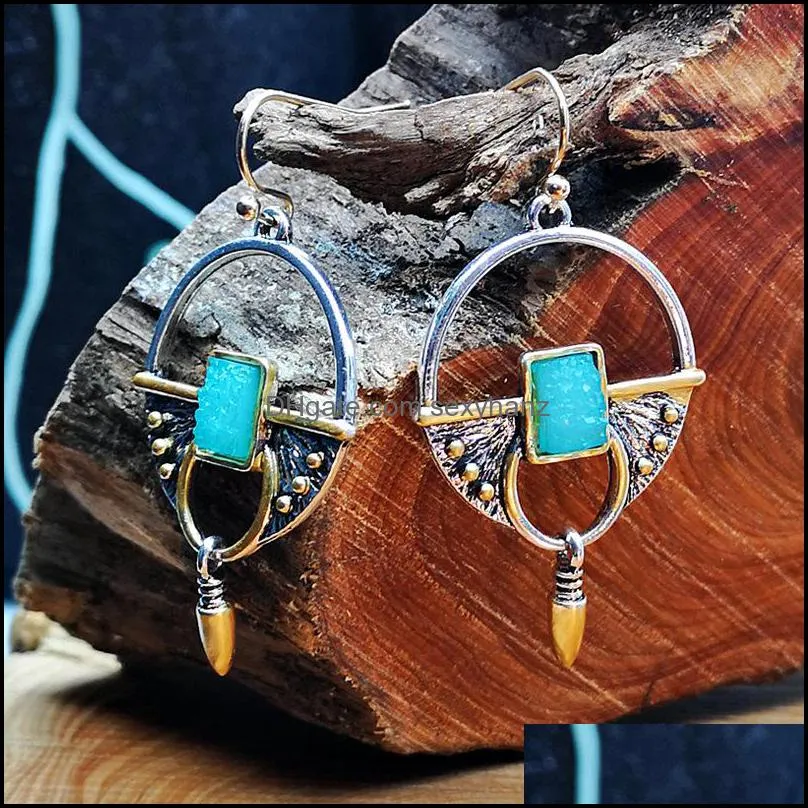 Hot Fashion Jewelry Women`s Vintage Earrings S925 Silver Pleated Stone Drop Dangle Earrings S428