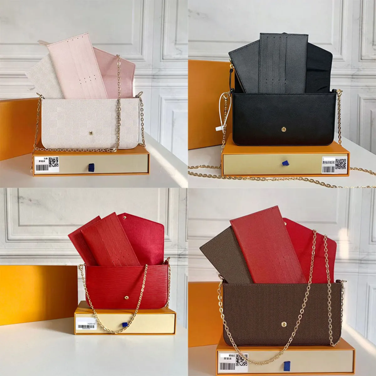 2021 Sacos de cadeia clássicos saco de ombro designer de luxo para mulheres cruzar bolsa de corpo moda feminino crossbody bolsa cartão titular carteira de embreagem com caixa