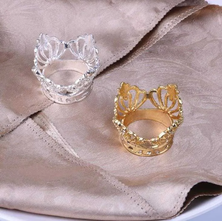 Crown Napkin Ring with Diamond Exquisite Napkins Holder Serviette Buckle for Hotel Wedding Party Table Decoration SN2641