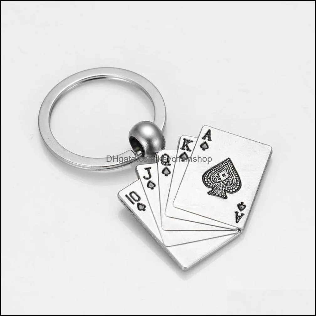 2021 poker key rings alloy pendant keychain handbag hangs fashion jewelry promotion Gift will and sandy key chain