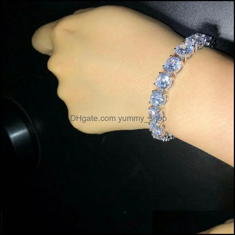 Iced Out Diamond Tennis Bracelets Mens Gold Silver Hip Hop Jewelry High Quality 8mm Zircon Bracelet