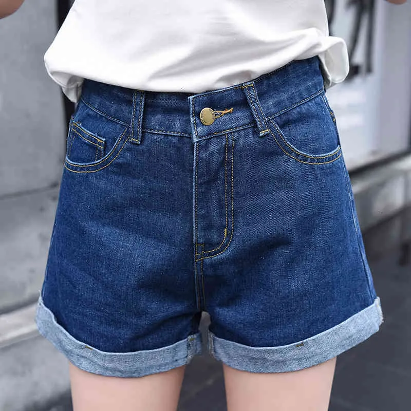Compra 2022 Verano Nuevo Coreano Alto Cintura Curlled Denim Shorts Girl  Student Pierna Ancha Pantalones De Mujer Barato | Entrega Rápida Y Calidad  | Es.Dhgate