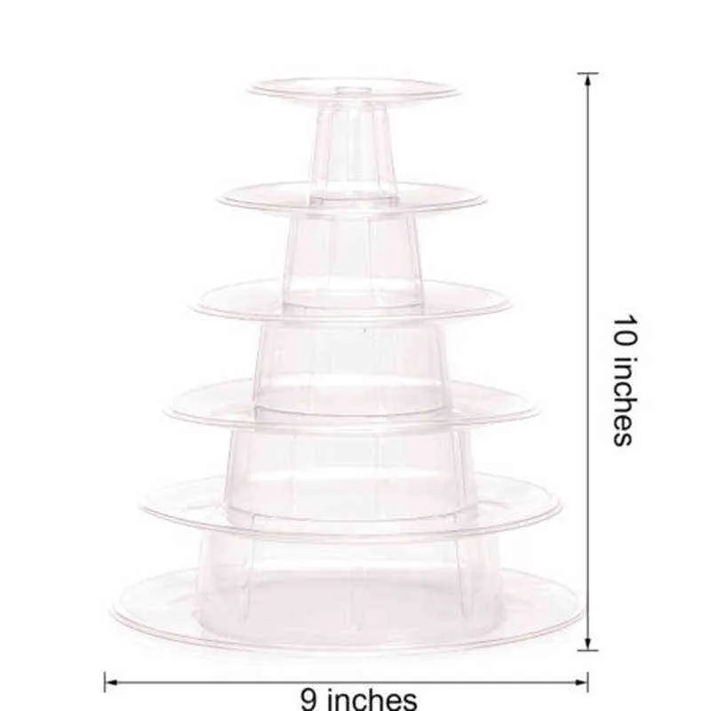 1x6 Tiers Round Clear Macaron Macaroons Tower Pyramid Stand Rack Weddings 211110