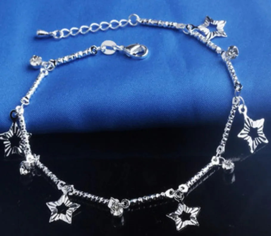 New 925 Sterling Sliver Ankle Bracelet For Women Foot Jewelry Inlaid Zircon Anklets Bracelet