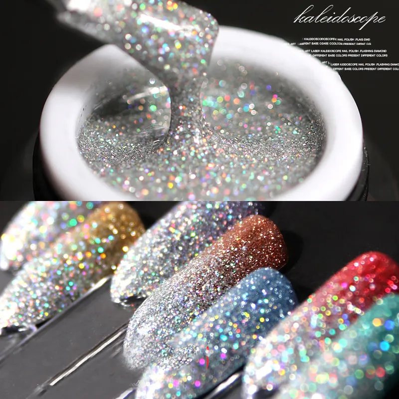 Laser Kaleidoscope Nail Polish Gel Supper Flash Reflekterande Symfoni Diamond Broken UV LED Universal Nail Gels