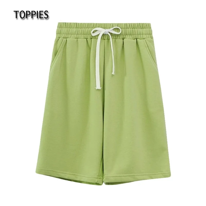 Toppies sommar shorts kvinnor hög midja shorts kort femme solida färg sidofickor casual streetwear 210625