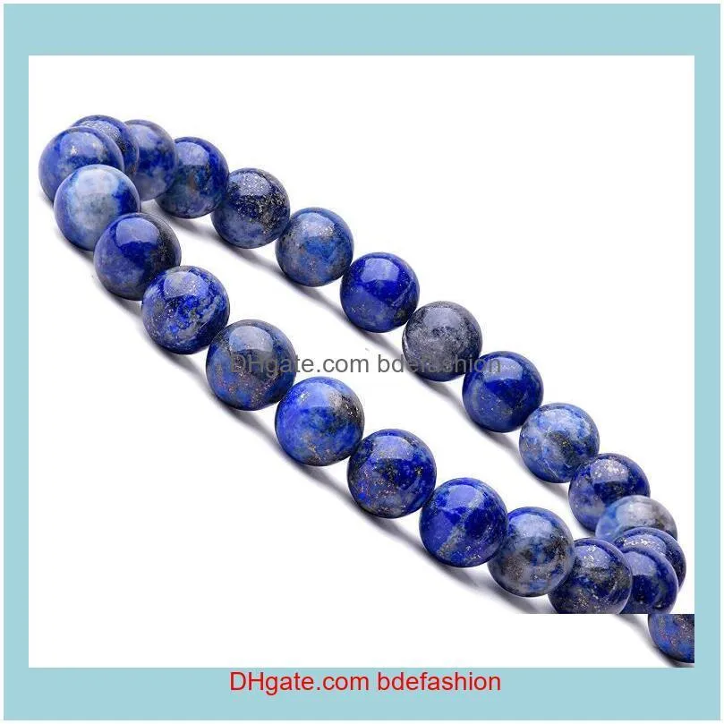 Beaded, Strands Jewelryhigh Quality Natural Stone Lapis Lazuli Beaded Bracelets For Women Men Fashion Energy Bracelet Elastical Jewelry Gift