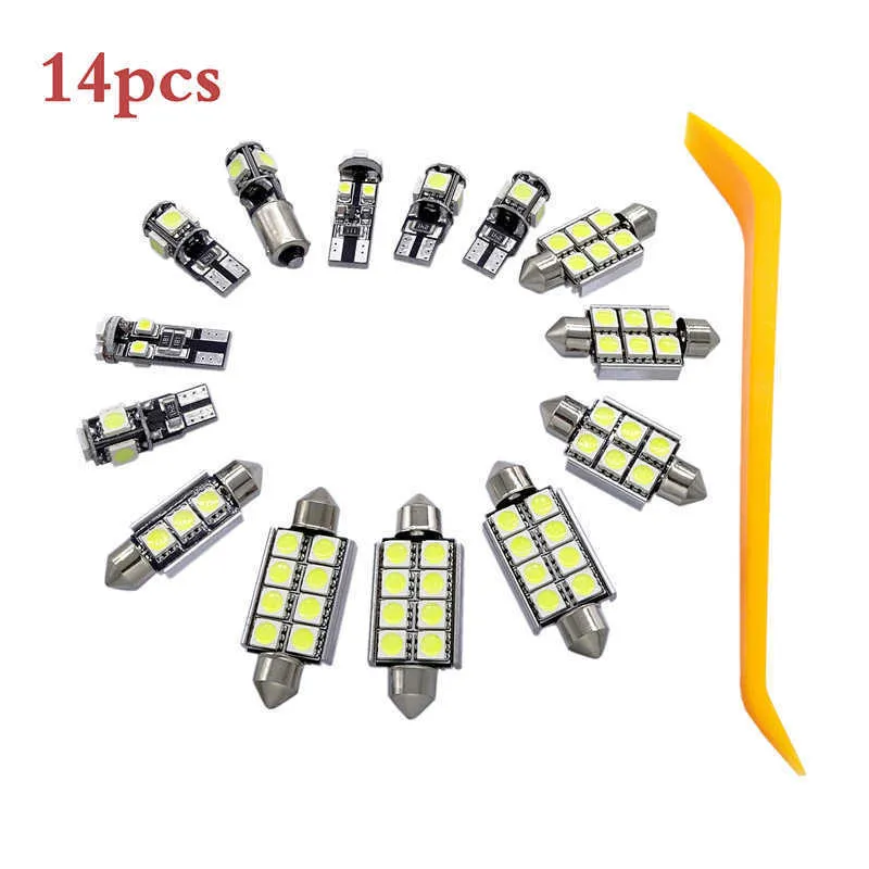 Ny 14 st LED-inredning Dome Kartlampa Billäsning Ljuskit Licensplatta Lampor Lampa för VW för Passat CC 357 (2009-2014)