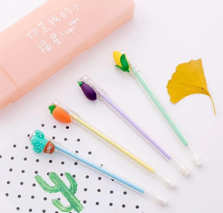 100LOT GEL Długopisy 1 sztuk Słodkie Przezroczyste Warzywo Pen Student Materiały Nowość Prezent School Material Supplies