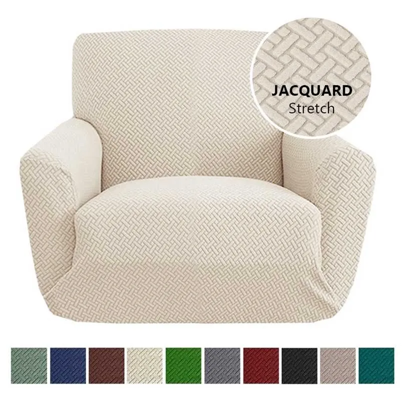 Dikke Jacquard Fauteuil Cover Elastische Bank voor Woonkamer Stretch Meubilair Slipcover 1 Seat Couch Case 211116