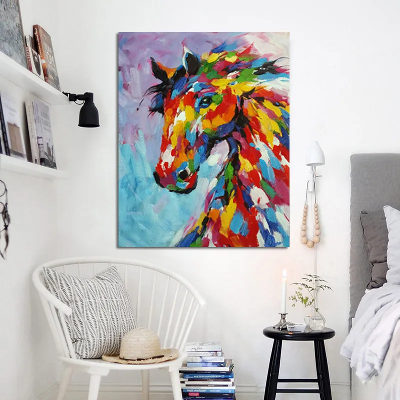 キャンバス上の抽象的な馬の絵 リビングルーム、子供部屋用のモダンな