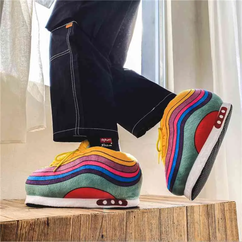 Plush Oversized Sneaker Rainbow Slippers For Men And Women Cozy Designer  Shoes For Home And Office Chaussures Scarpe Da Donna Zapatillas Casa X0523  From Musuo07, $15.4