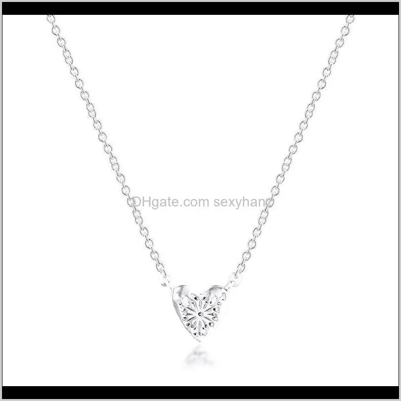 Authentic 925 Sterling Silver Collier Necklace Heart of Winter Silver Necklaces for Women Gift Fine Jewelry Wholesale1