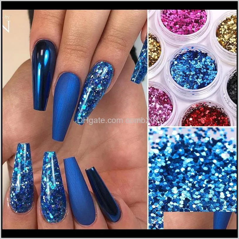 24 boxs/set holographics nail glitter powder colorful shinning nail sequins pigment dust power art decoration diy design