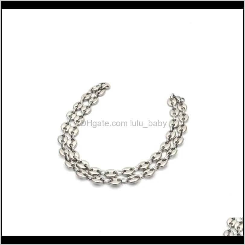 mujer and hombre necklace jewelry wholesale stainless steel necklace silver color coffee bean fashion jewelry N042941