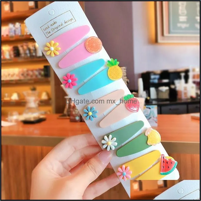 Hair Accessories 2021 Est 1Set Girl Cute Cartoon  Fruit Flower Clips Barrettes Children Colors Acrylic Hairpins Kid