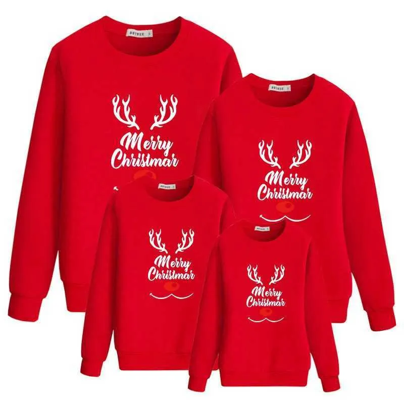 Familie Weihnachtspullover Vater Mutter Tochter Sohn Passende Outfits Aussehen Neujahr Kinder Hoodies Kleidung Mama und ich Kleidung H1014