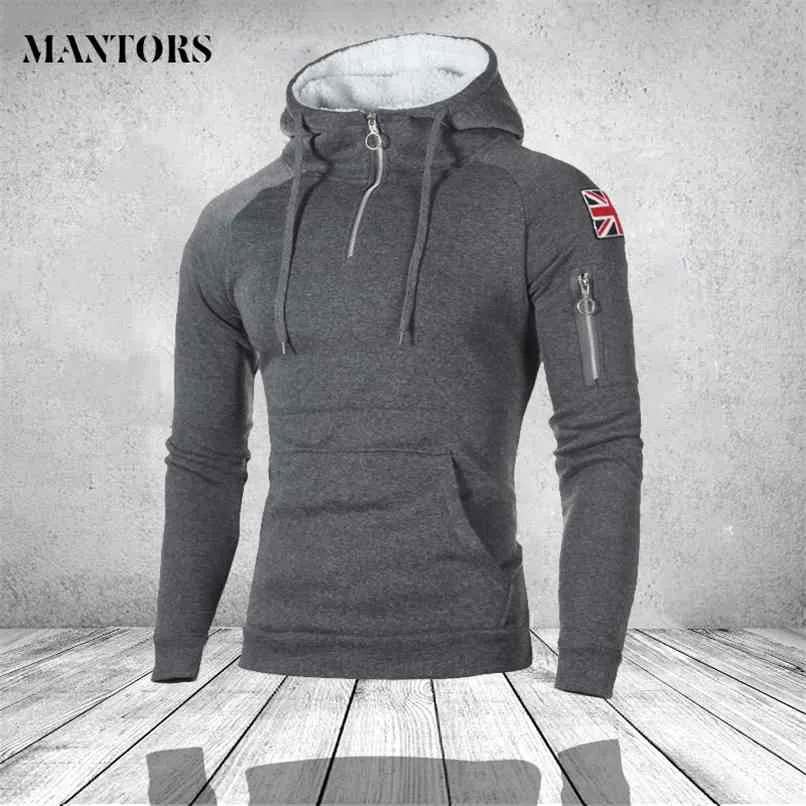 Moda Erkek Fermuar Hoodies Hip Hop Kazak Sonbahar İngiliz Bayrağı Erkekler Patchwork Kapşonlu Eşofman Erkek Hoody Marka Giyim 3XL 210813