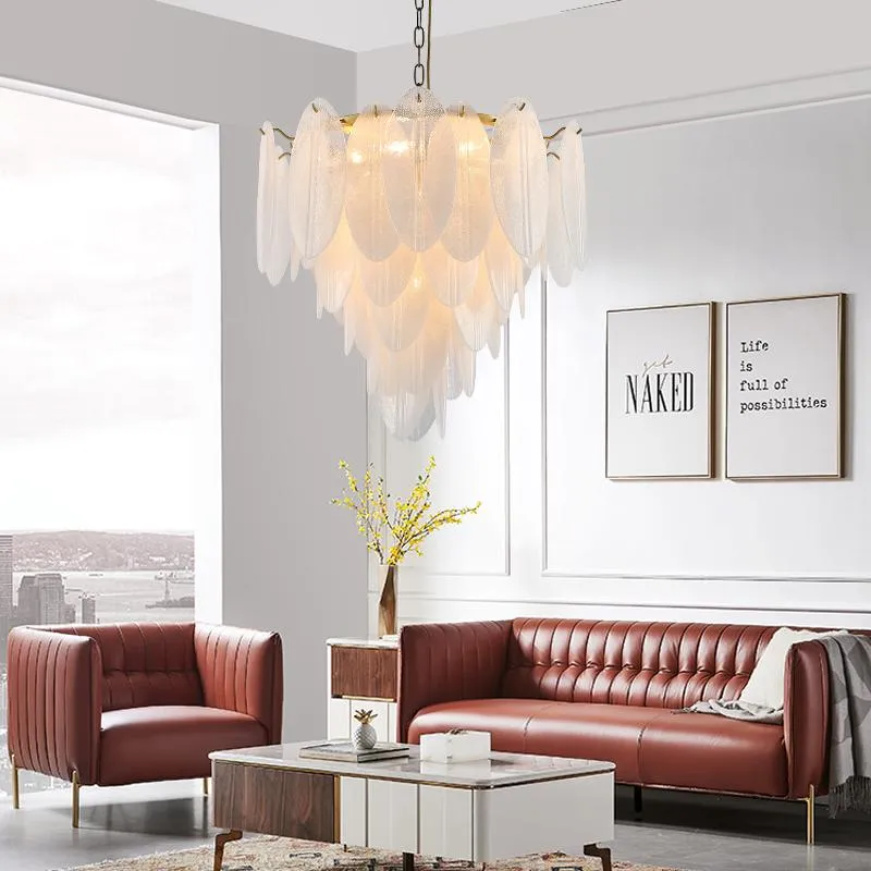 Lampy wiszące w stylu europejskim i amerykańskim domowym żyrandol Master sypialnia lampa artystyczna willa modelowy pokój cała miedziana lekka luksus