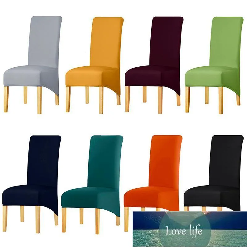 Solid färg xl storlek lång back stol täcke polyester tyg säte säte fodral stol täcker restaurang hotell fest bankett fabrik pris expert design kvalitet