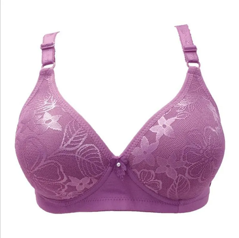 Bras 2023 Middle-aged Women's Underwear Large Size Bra Thin Comfortable  Without Steel Ring Lace Light And Breathabl