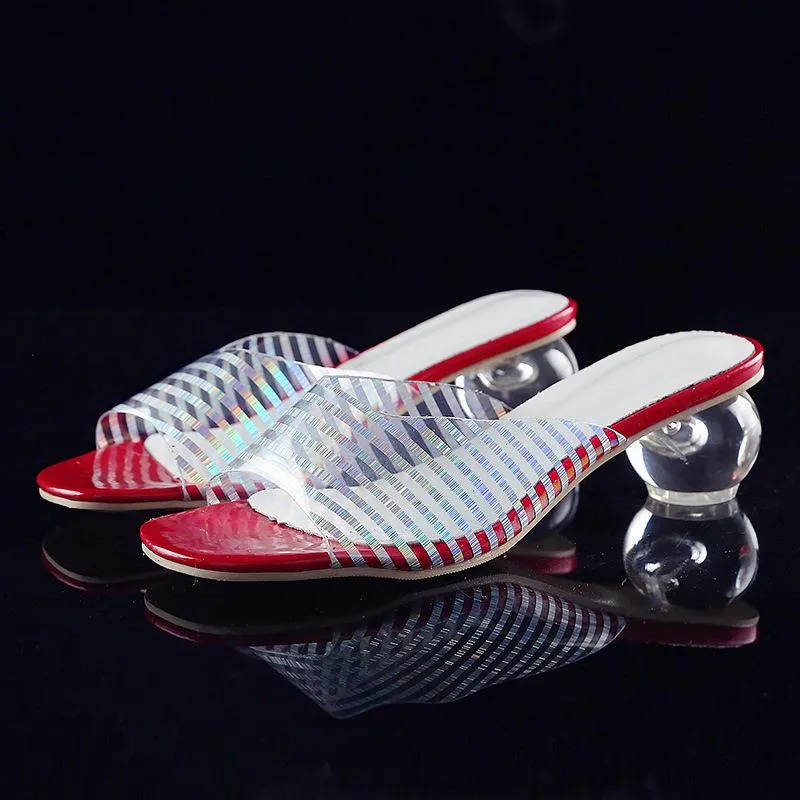 Desenhador de Chinelos de Verão Mulheres Mulas Mules Sapatos Moda Stripe Open Toe Slides Marca Senhoras Marca Rodada Slippers456