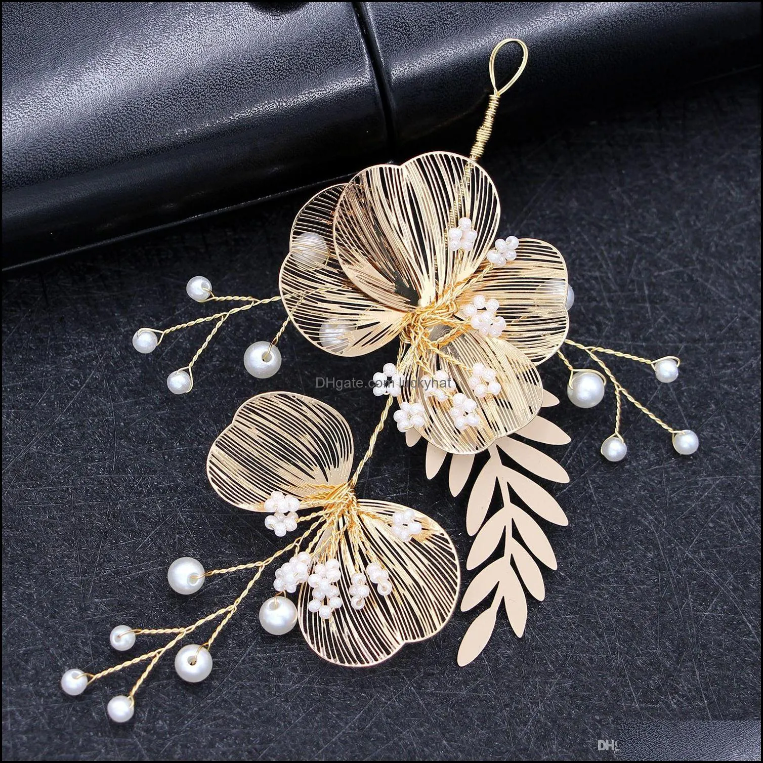 Elegant Handmade Golden Flower Wedding Hair Clip Barrettes Bridal Headpiece Hair accessories Wedding Dinner Dress Hair Accessories