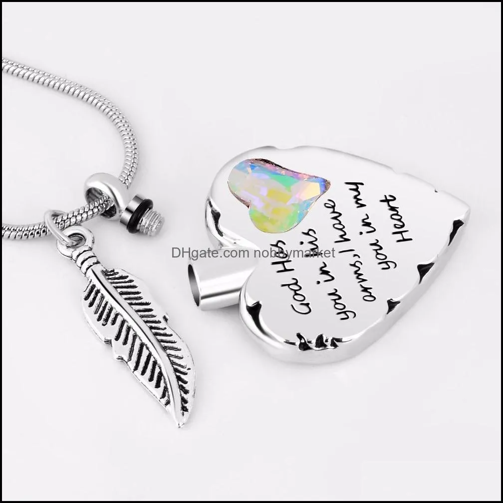 God has you in his arms cremation necklace for mom,dad,pet memorial ashes urn fashion necklace jewelry keepsake pendant 210323