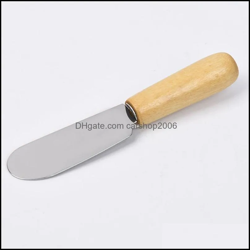 10cm Stainless Steel Spatula Butter Cream Scraper With Wooden Handle Cheese Knife Kitchen Tool Baking Gadget Christmas Gift DBC VT0525