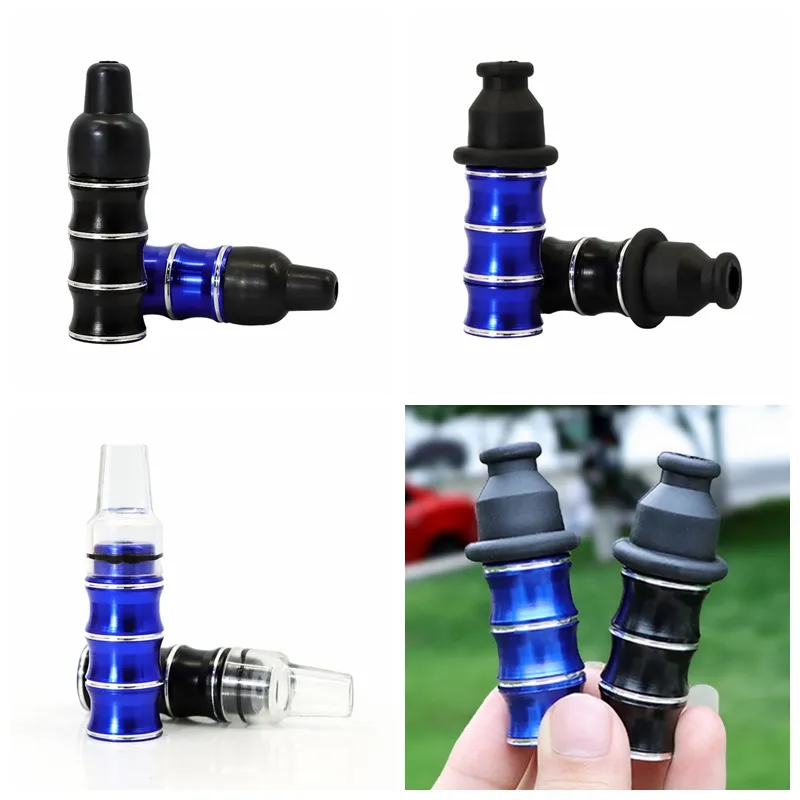 Färgglada Multi Style Portable Dry Herb Tobak Mini Rökning Bambu Joint Handpipe Filtermunstycke Hållare Avtagbar Snuff Snorter Sniffer Tube Tips DHL Gratis