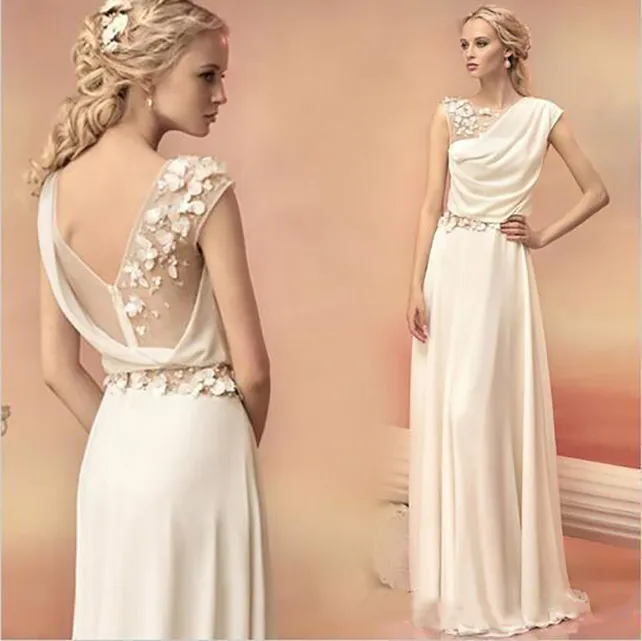 Długie Suknie Wieczorowe 2022 Bride Princess Bankiet Koronki Szyfonowa Sukienka Grecka Bogini Elegancka Backless Plus Size Formalna sukienka