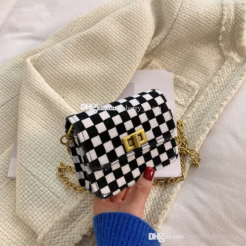 kids designer Mini change purse fashion baby girls checkered cow printed Wallet Cute children Small Accessories one shoulder bags F941