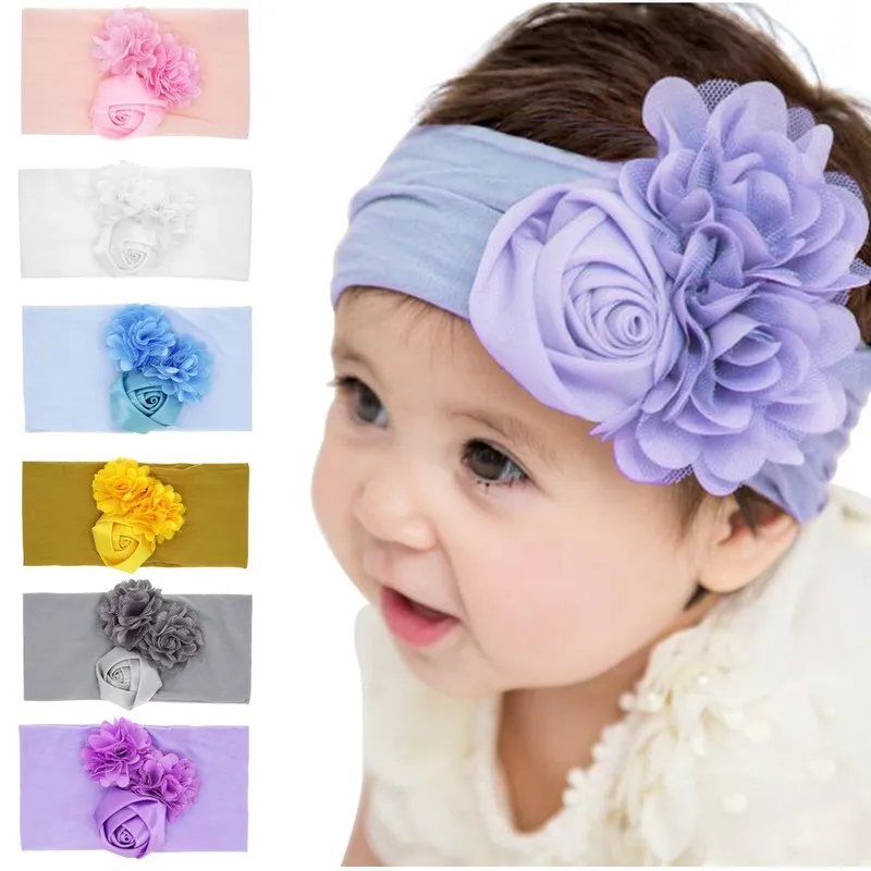 Big Flower Bow Knot Elastic Head Bands Baby Girl Bandbands Hair Band Band Hood Headwrap Fashion Accessoires