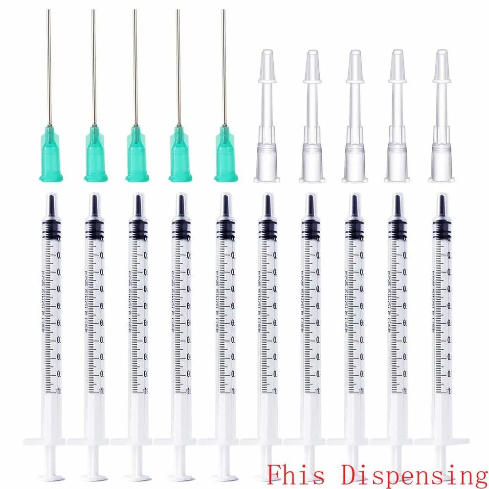 Seringue de 1 ml avec aiguille émoussée de 18 G de 1,5 pouces et aiguille en plastique avec capuchon assorti, paquet de 10