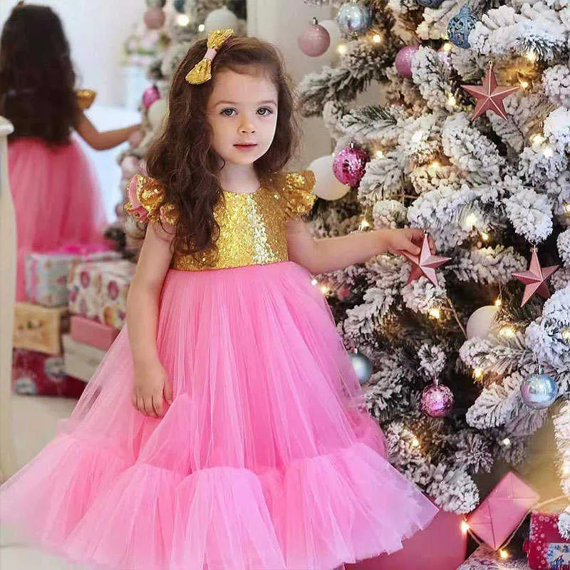 2021 Baby Girl Dress Elegant Tutu Prinsessan Klänning För Flickor Bröllop Afton Klänning För Flicka Klänning Barnkläder Vestidos Q0716