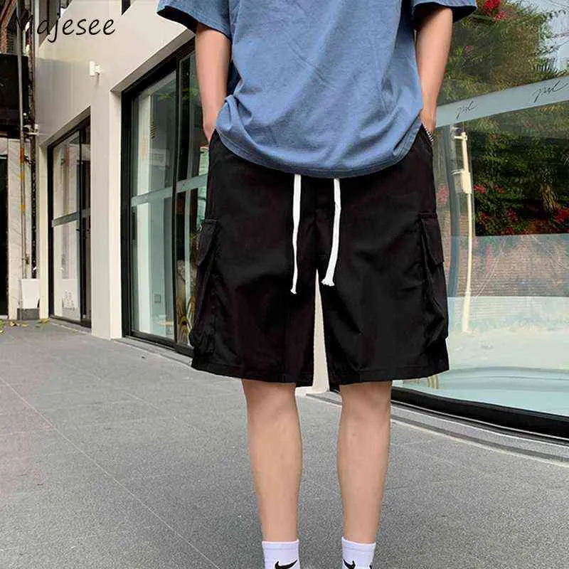 Casual Shorts Men Loose All-Match Enkel Solid Koreansk Style Chic Teens Bottoms Popular HaraJuku Handsome Sommar Ny Knä-längd G220223