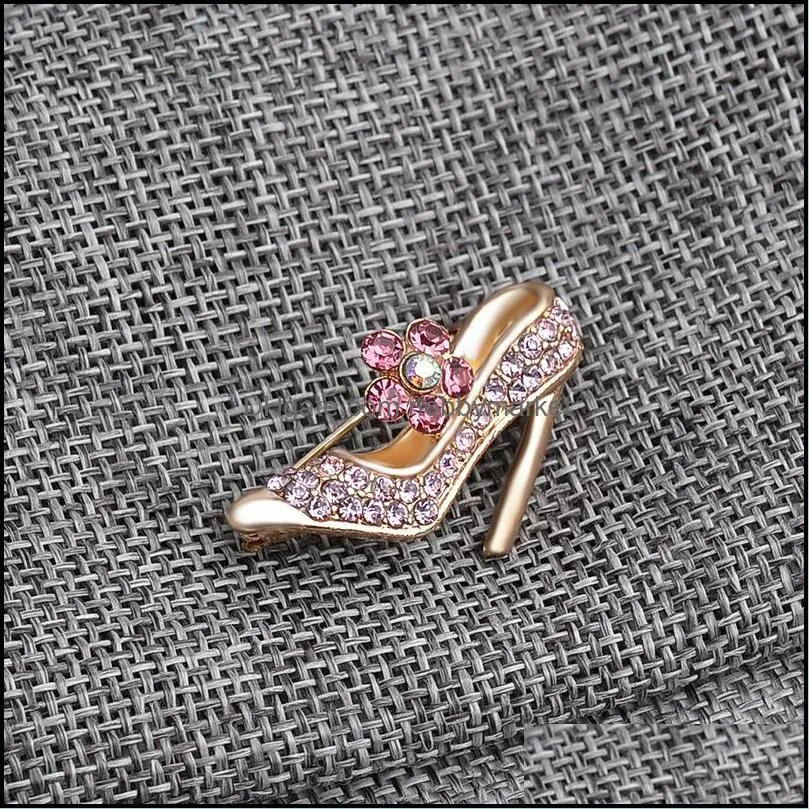 New Arrival Bling  High heels Brooches Rhinestone Dance shoes Collar Lapel Pins Badge For Women Men Jewelry Gift