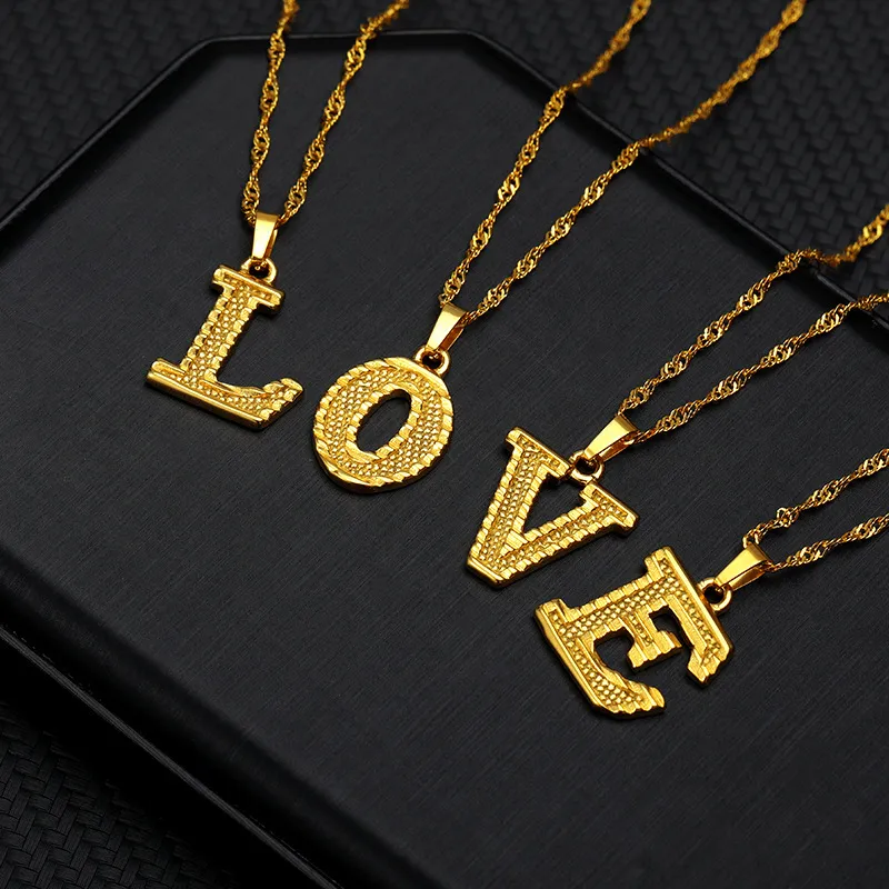 Collier avec 26 lettres de l'alphabet anglais, plaqué or 18 carats, gratuit par DHL, en stock