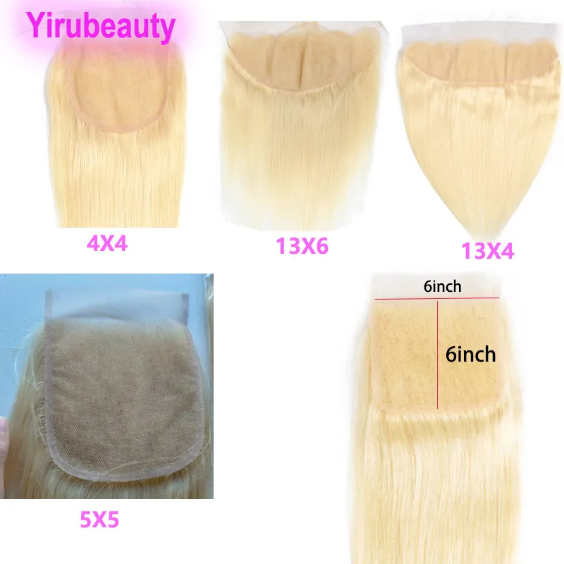 Braziliaans 100% menselijk haar 613# blond 4x4 5x5 6x6 kanten sluiting 13 bij 6 frontaal gratis deel rechte yirubeauty 12-22inch