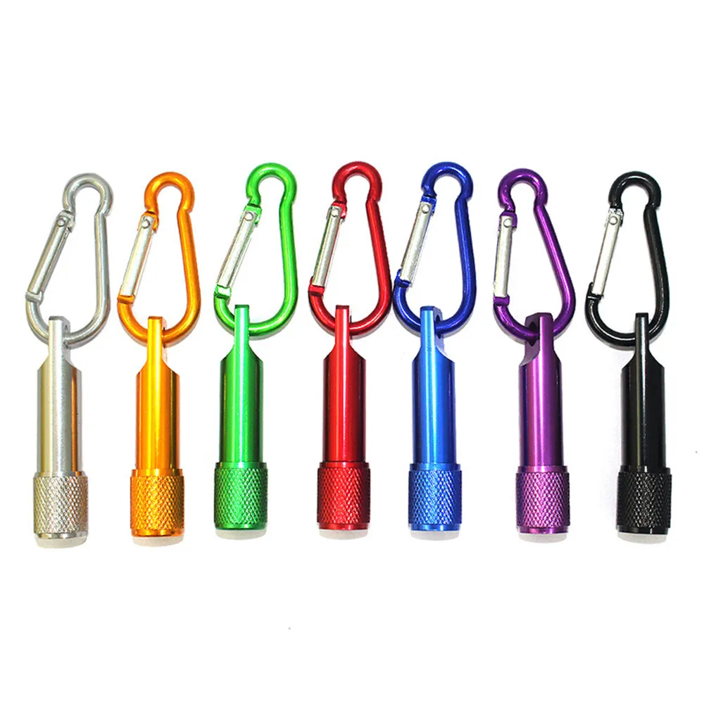 Mini Draagbare LED-zaklamp Sleutelhanger Hanger Aluminium Aluminium Zaklampen Sleutelhanger Met Carabiner Ring Sleutelhangers Geschenken Custom Logo