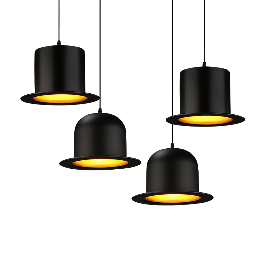 Pasillo de metal sombreros colgantes lámparas negro pintado moderno corredor droplight comedor Milord sombrero halway porche colgando luces