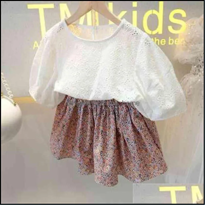 Conjuntos de ropa Bebé Niños Bebé, Maternidad Niñas pequeñas Camiseta Tops Falda floral Vestido Trajes de verano Ropa 2 piezas Conjunto Llegada Suave Lindo Hola