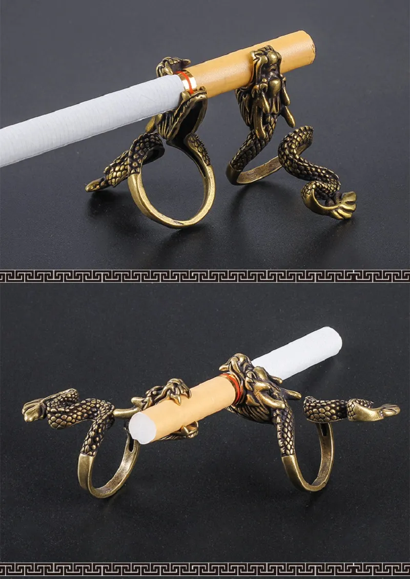 Vintage Ring Dragon Cigarette Holder Finger Clip Bronze Opening Adjustable Cigarette  Holder Smoking | Fruugo KR