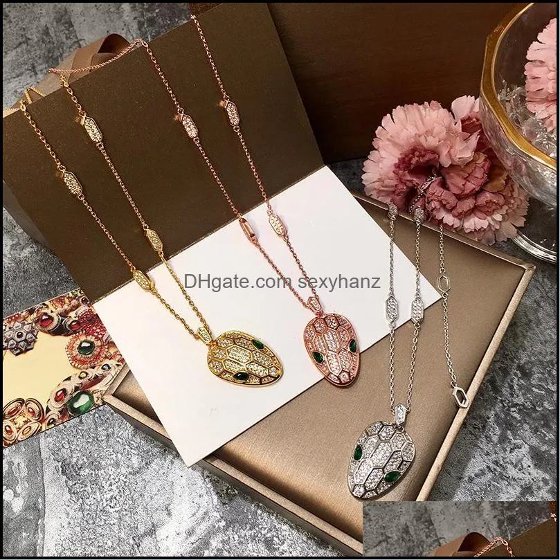 Necklaces & Pendants Jewelryfashion Green Crystal Snake Head Pendant Necklace Suitable For Ladies Wedding Jewelry Drop Delivery 20283S