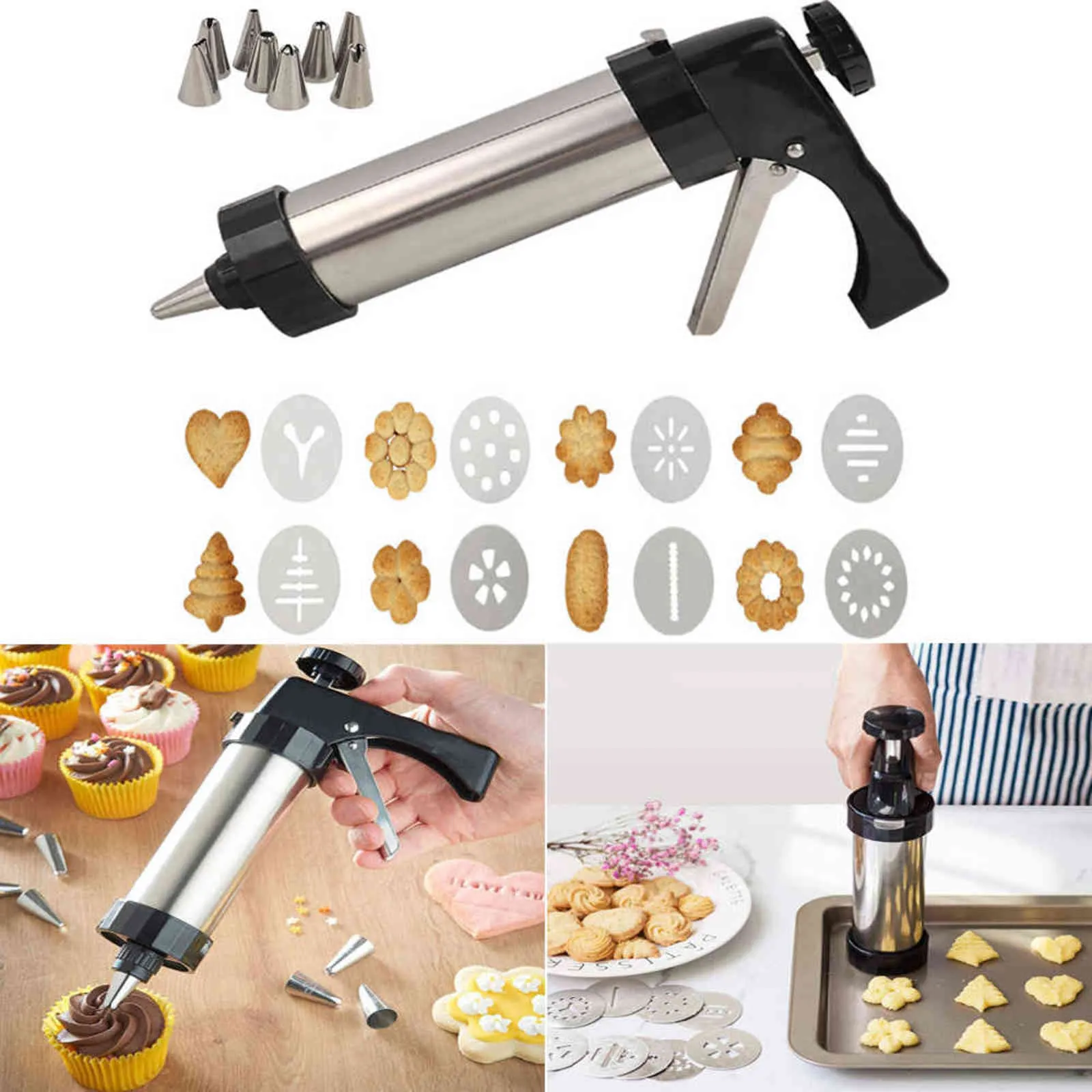 DIY Manual Cookie Press Maker Machine Gun,Stainless Steel Piping
